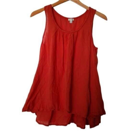 Anthropologie  Odille Laced Trails Tank Top Orange S Small - Picture 3 of 7